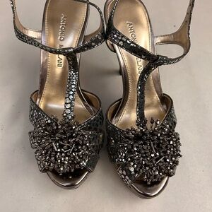 ANTONIO MELANI Metallic Embellished Heels